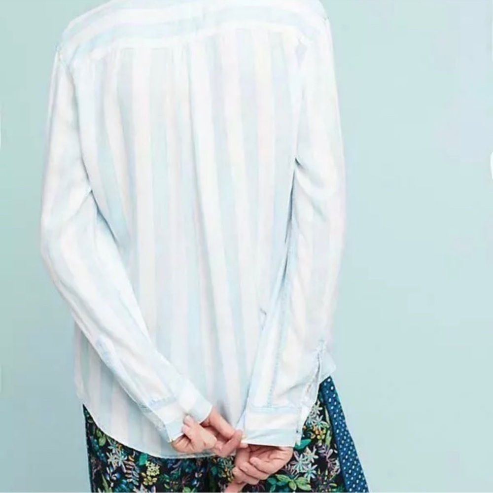 Rails Blue White Block Stripe Relaxed Fit Lace-Up… - image 2